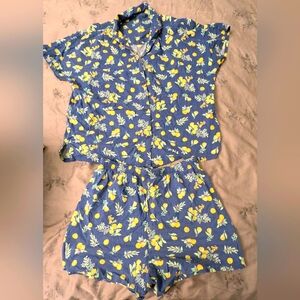Uniqlo Blue Floral Pajama Set
